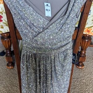 Express silver sequin dress